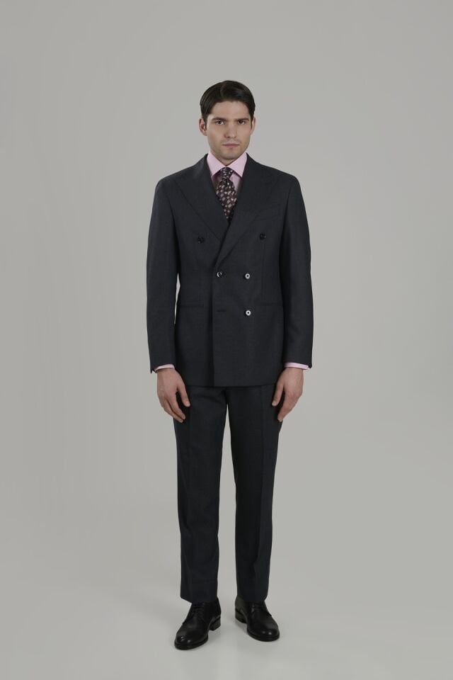 Flannel Wool Double-breasted Suit