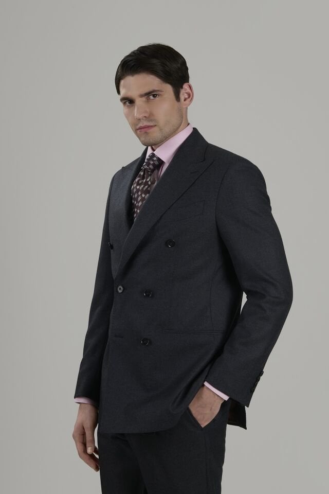 Flannel Wool Double-breasted Suit