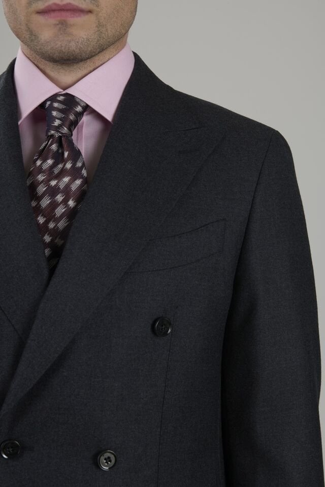 Flannel Wool Double-breasted Suit