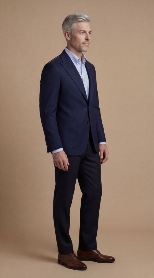 FINITURA FELLICE FLANEL LACİVERT YÜN BLAZER