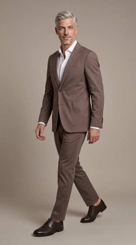 KAHVERENGİ KOTON TAKIM ELBİSE