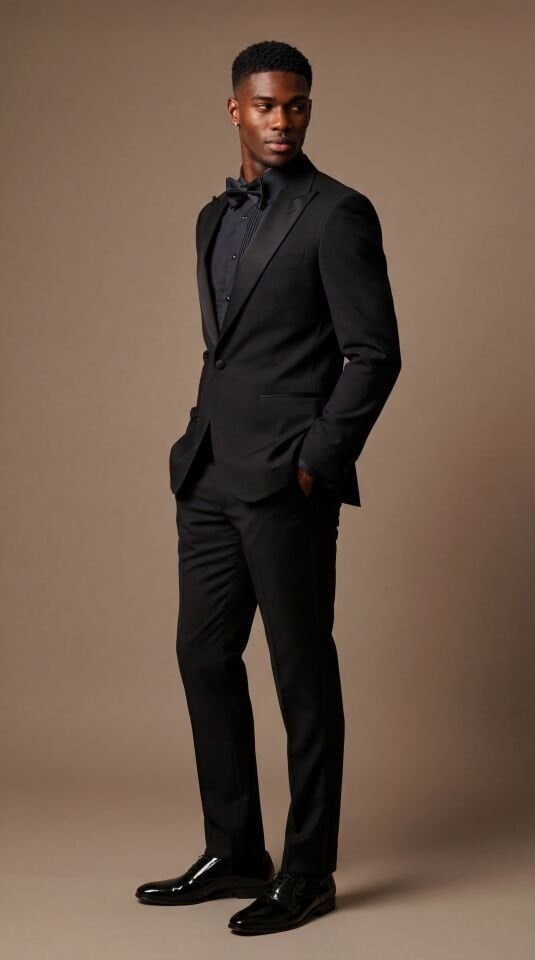 SATEN SİVRİ YAKA SİYAH SMOKİN