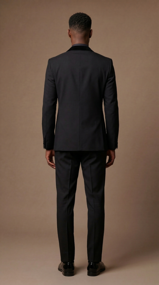 SATEN SİVRİ YAKA SİYAH SMOKİN