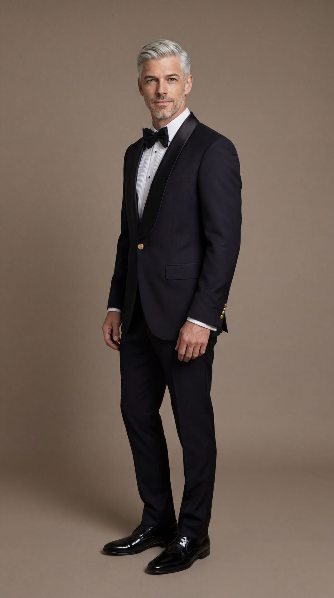 ŞAL YAKA GOLD DÜĞME SİYAH SMOKİN