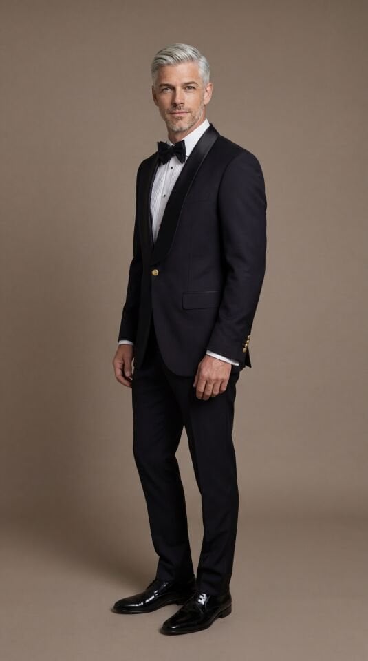 ŞAL YAKA GOLD DÜĞME SİYAH SMOKİN