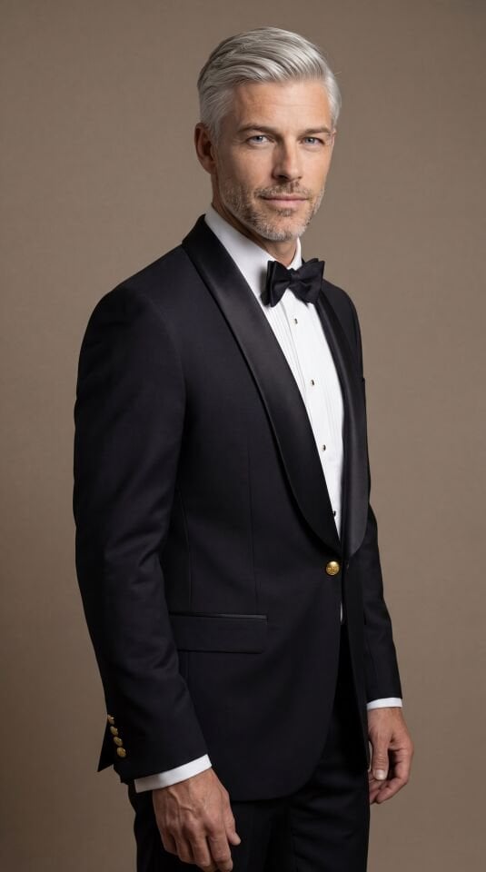 ŞAL YAKA GOLD DÜĞME SİYAH SMOKİN