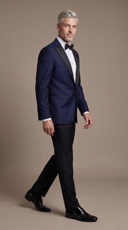 TESSUTI PIEMONTESI SİVRİ YAKA LACİVERT SMOKİN