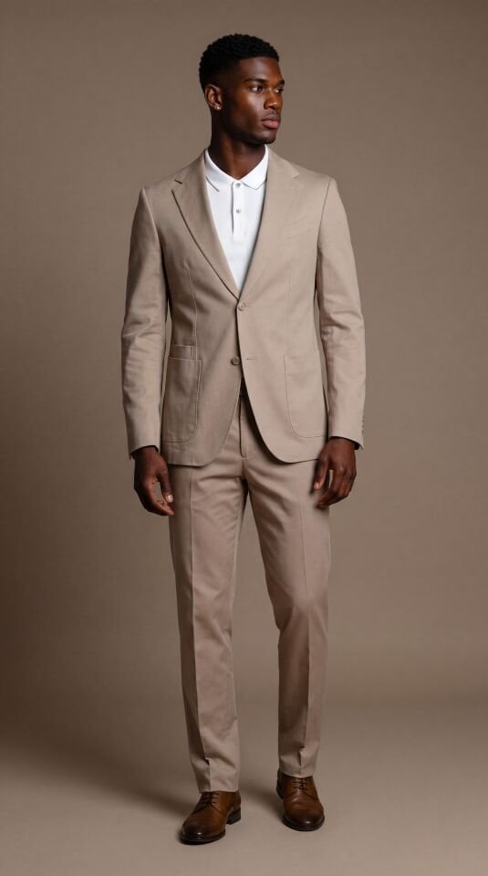 AÇIK KAHVE KOTON TAKIM ELBİSE