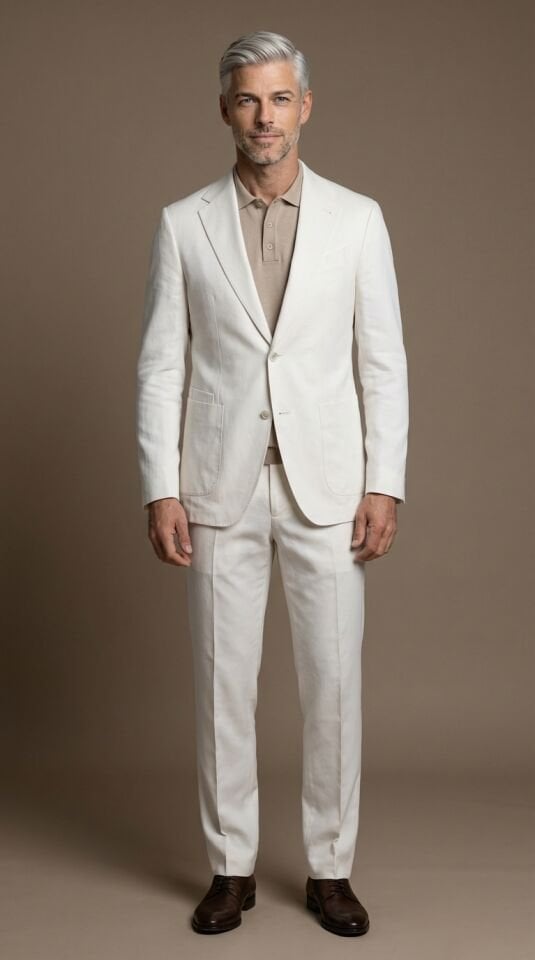 KIRIK BEYAZ KOTON TAKIM ELBİSE