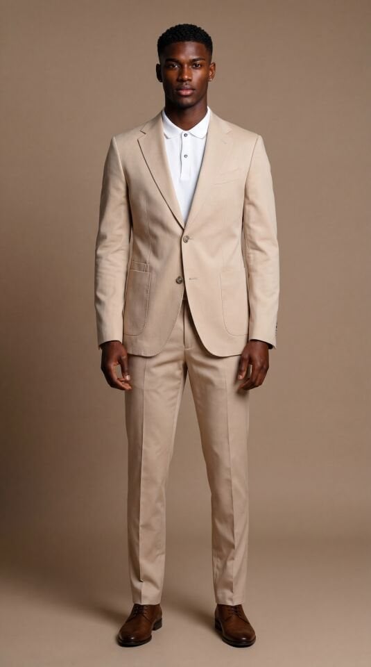 KREM KOTON TAKIM ELBİSE