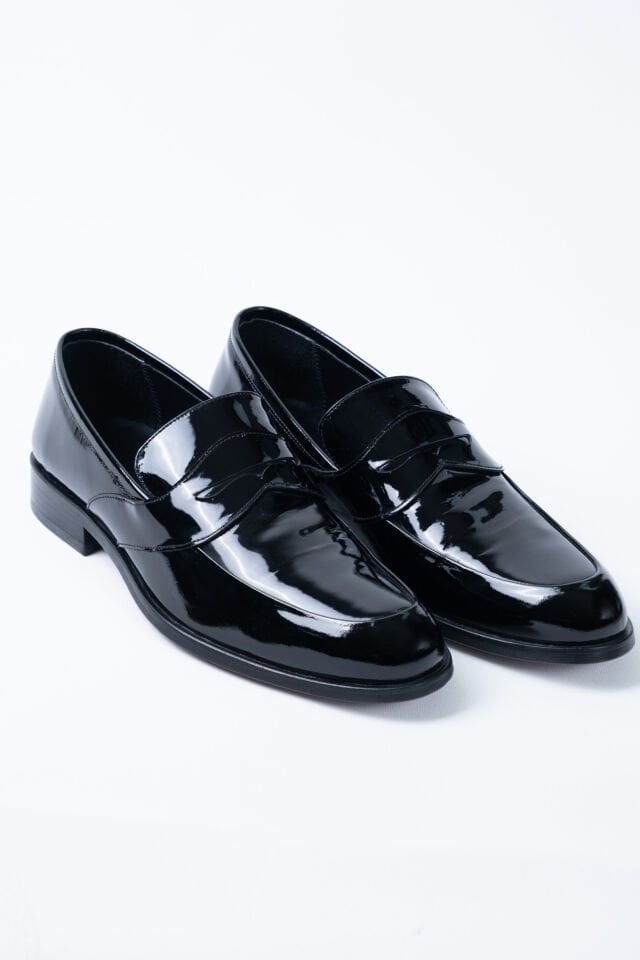 Lace Up Patent Black Loafer- Siyah Rugan Loafer
